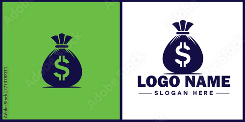 money bag logo icon vector for business brand app icon dollar Sack cash bank  financial logo template