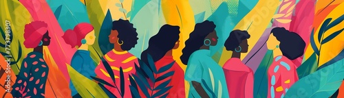 Global Sisterhood Illustrate a vector scene showcasing the global sisterhood of women from different cultures and backgrounds  supporting and uplifting each other on International 