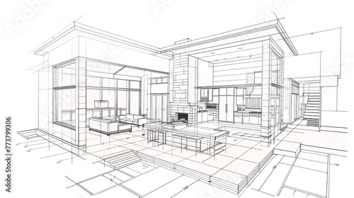 Detailed Sketches and drawings of house interior and exterior 