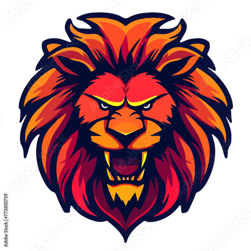 Roaring Lion Head Mascot for Esports Team Logo Isolated on White Background Vector Art