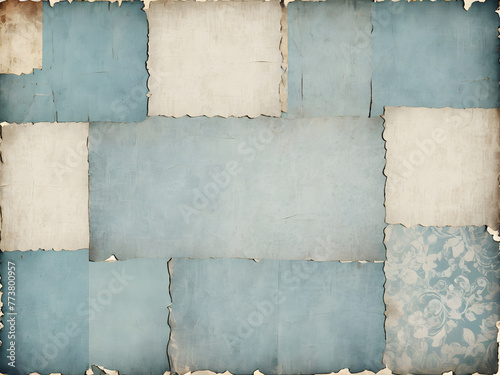 Old paper texture background.  Background of textured layers adds depth and character. Blue color.