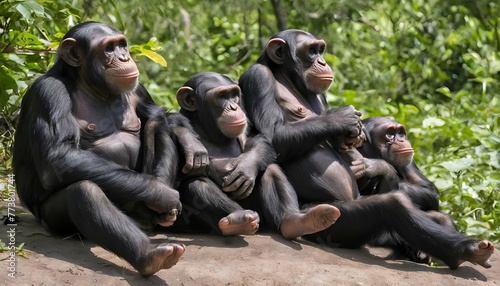 a group of chimpanzees enjoying a leisurely aftern upscaled 13 photo