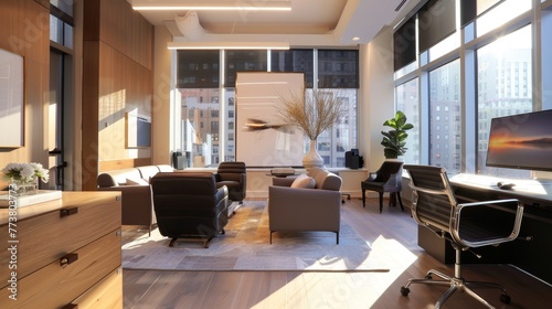 Consulting Firm Office A sleek and modern office space for a consulting firm with natural light illuminating AI generated illustration