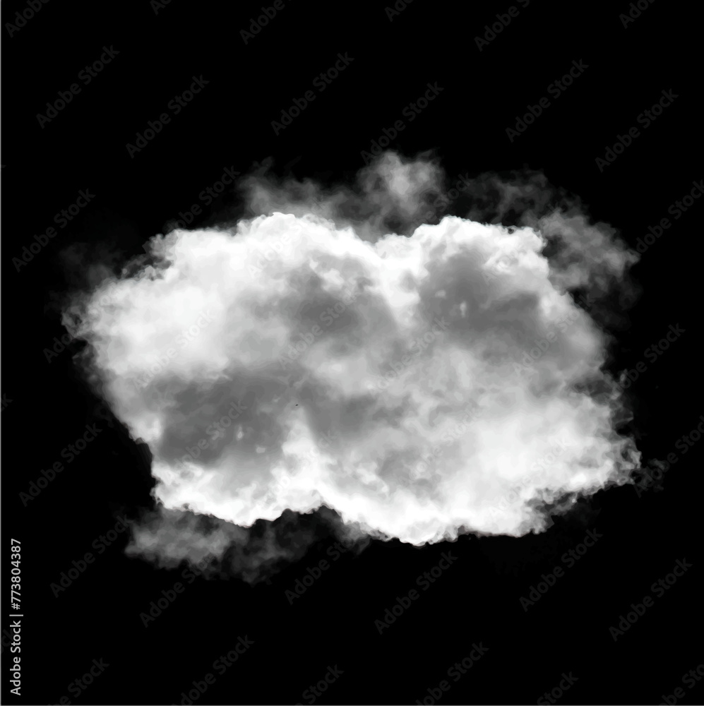 White fluffy cloud over solid background, single cumulus cloud