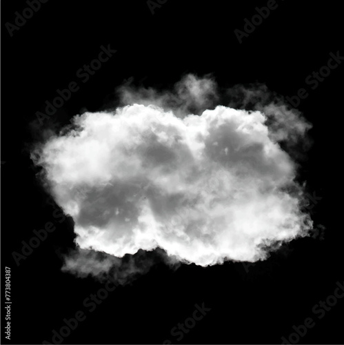 White fluffy cloud over solid background, single cumulus cloud