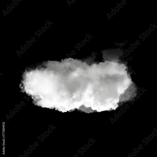 Single white cloud shape isolated over solid background. Cumulus cloud