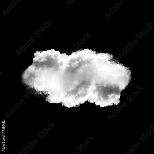 Single white cloud shape isolated over solid background. Cumulus cloud