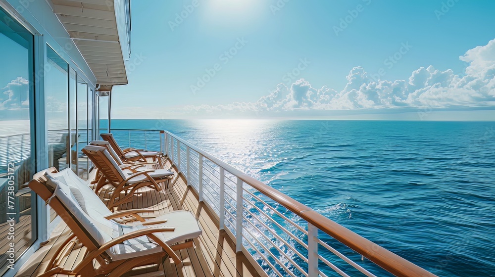 As the cruise ship glided through the tranquil waters, passengers lounged on deck, enjoying the warm sun and gentle sea breeze As the cruise ship glided through the tranquil waters, passengers lounged on deck, enjoying the warm sun and gentle sea breeze