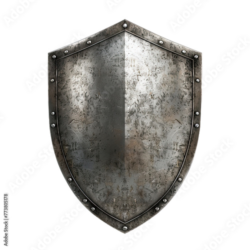 Metal shield object model isolated on transparent background.