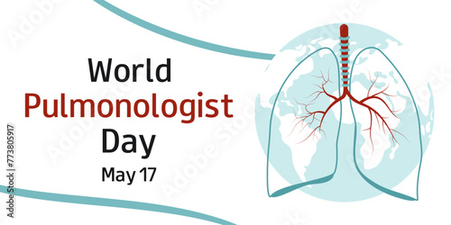 World Pulmonologist Day. 17. Medical holiday. Horizontal template for banner, greeting card, presentation, flyer. 