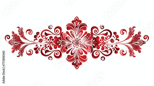 lace ornament in glossy red on isolated white background