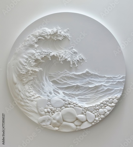 Bas-Relief Sculpture of Ocean Waves