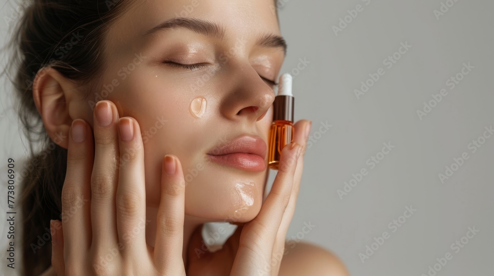 Woman Applying Facial Serum for Glowing Skin Woman Applying Facial Serum for Glowing Skin