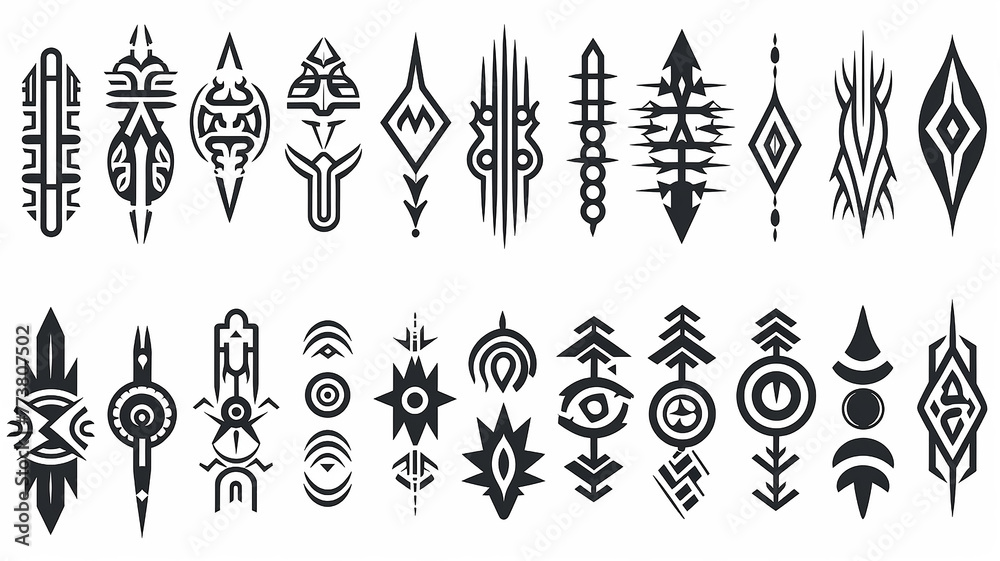 Mthyic Runes Logo set of fictional symbols of rune icons on a white background, mystical ...