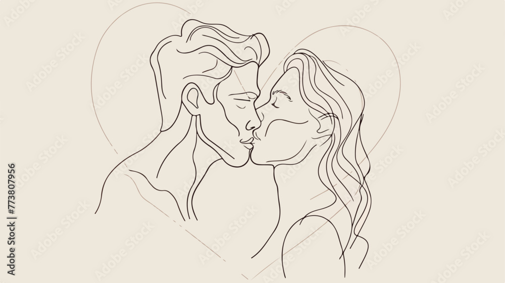 One Line Art Couple Line Art Man and woman on the background