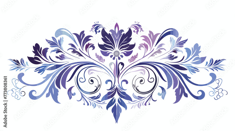 Ornament card blue purple flat vector isolated on white