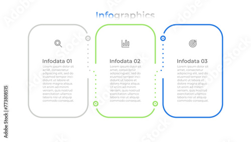 Vector thin line infographic label design with marketing icons, depicting a timeline process with 3 steps or options.