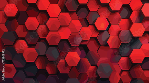 Dark Red vector hexagon mosaic cover. Geometric illus photo