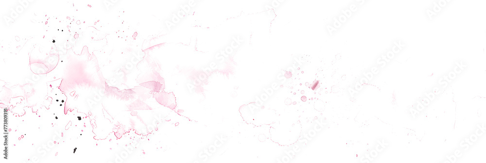 Pastel pink watercolor splatter on transparent background.