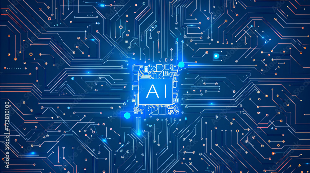 overhead view of a modern, detailed, realistic AI processor architecture blueprint overhead view of a modern, detailed, realistic AI processor architecture blueprint
