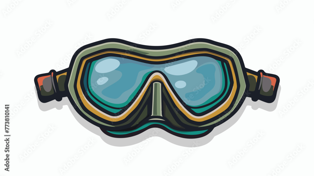 Diving mask cartoon drawing icon Flat vector isolated