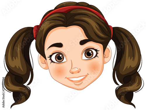 Vector graphic of a smiling young girl's face