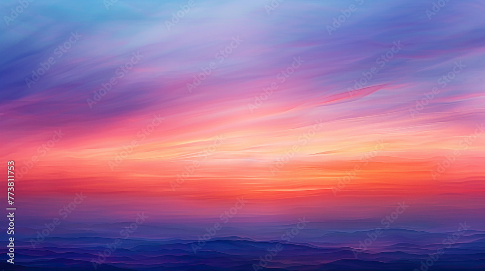 A symphony of sunset hues - from warm corals to fiery oranges to soft lavenders - pnted agnst the canvas of the night sky, creating a mesmerizing gradient that fills the horizon with beauty.