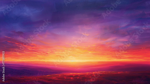 A symphony of sunset hues - from warm corals to fiery oranges to soft lavenders - pnted agnst the canvas of the night sky  creating a mesmerizing gradient that fills the horizon with beauty.
