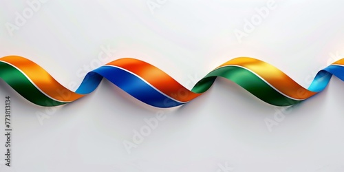 South african flag ribbon. Curly ribbon on white background.