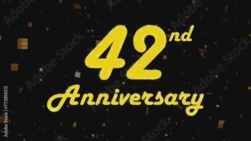 Happy 42nd anniversary 001, motion graphic black background. photo