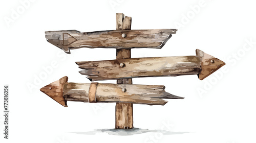 Old wooden signpost with arrows trafic signs 