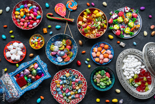 Colorful Ramadan Eid Candy, Traditional Ottoman Candy (Osmanlı Akide Sekeri) Photo, Üsküdar Istanbul, Turkiye