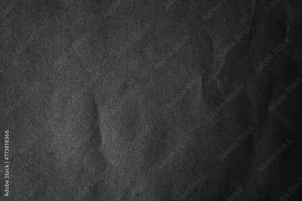 Blank Recycled creased wrap black color paper texture background - obrazy, fototapety, plakaty 