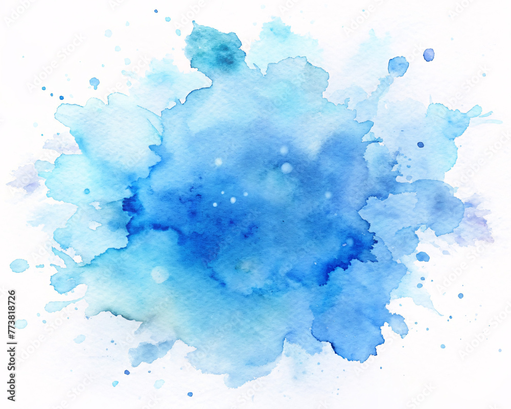 blue Watercolor Splash Abstract Art Design with Grunge Texture