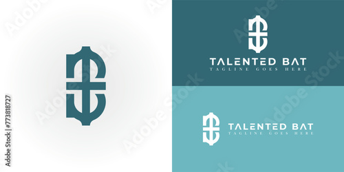 abstract initial letter BT or TB logo in blue cyan color isolated on multiple background colors. The logo is suitable for NFT projects or crypto business company logo icon design inspiration template