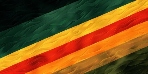 Banner with colors of african flag on a green background, for black history month, juneteenth, keti koti or remembrance abolition.