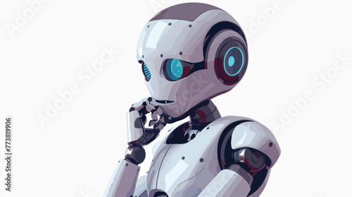 Robot thinks about something. Clipping path included