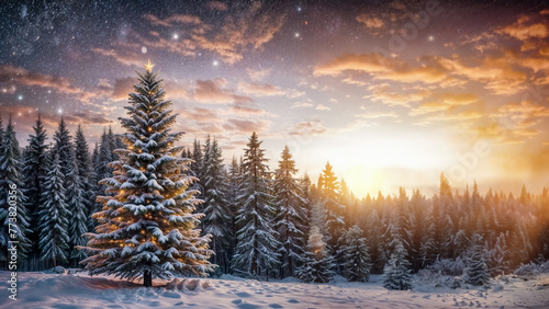 Incanto Neve- Abete di Natale Immerso nella Foresta Invernale con Area per il Test © Benedetto Riba