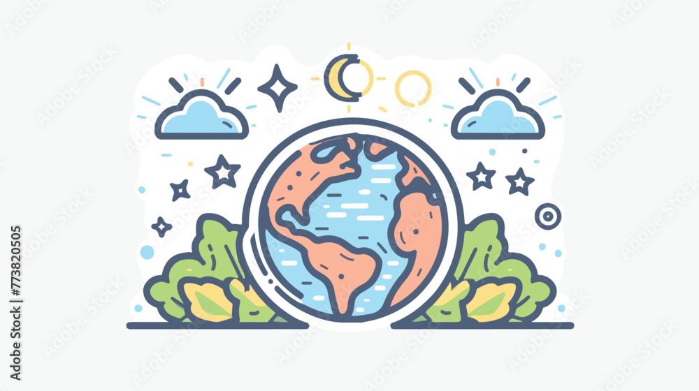 Save Earth Save Energy Outline Vector Icon Design Fla