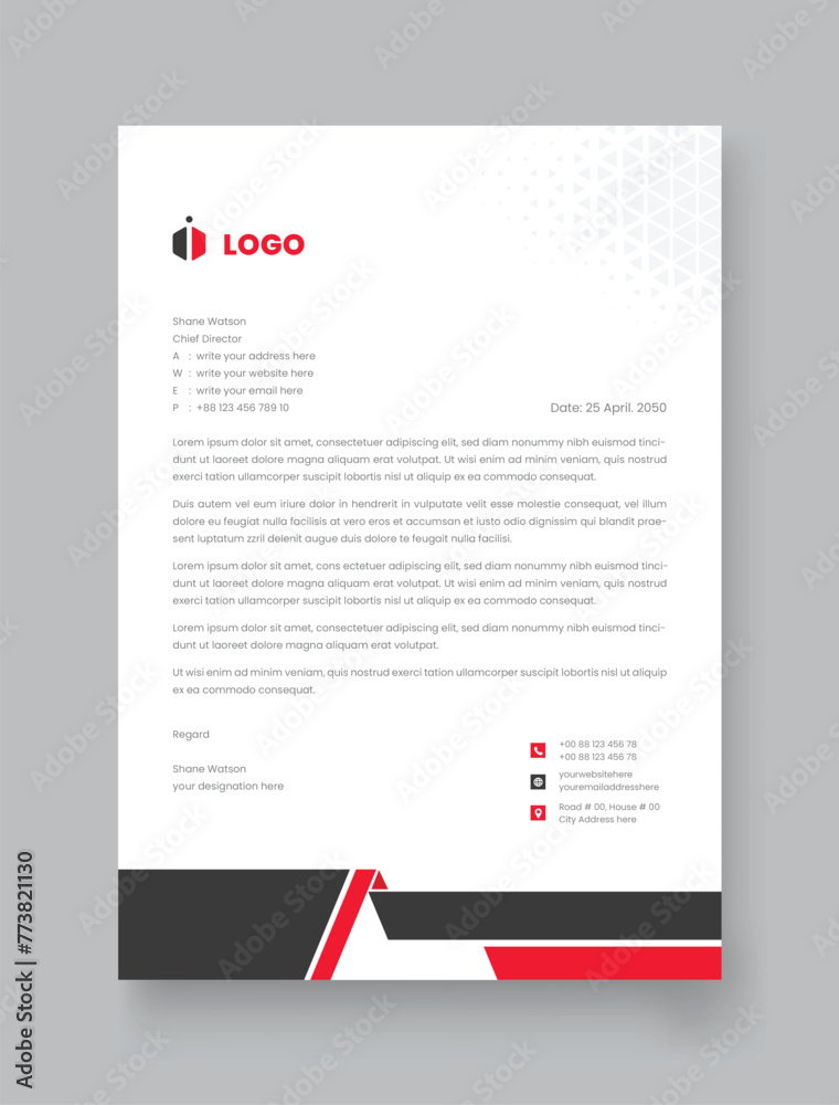 Vector corporate stylish and elegant business stationary letterhead design template