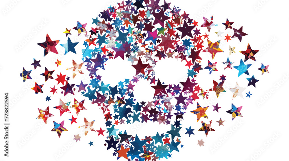Skull collage done of starting star pictograms. Vector