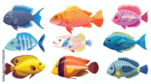 Vector of aquarium fish. Colorful flat design. . flat