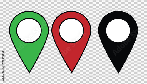 Set of map pin location icons. Modern map markers .Vector illustration on a transparent background. Pin icon set. Location icon vector. destination icon. map pin eps10