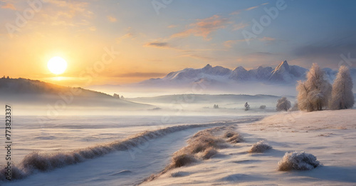 winter landscape with snow