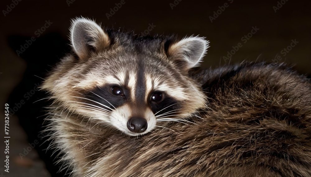 A Raccoon With Its Tail Curled Around Its Body Ke