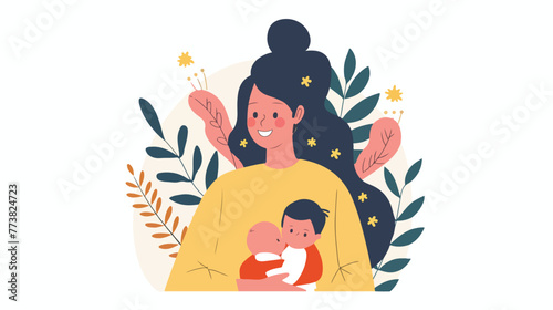 woman with baby avatar character flat vector isolated