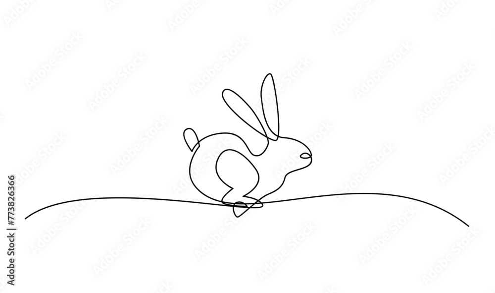 Continuous one line drawing of Easter Bunny rabbit Continuous one line drawing of Easter Bunny rabbit