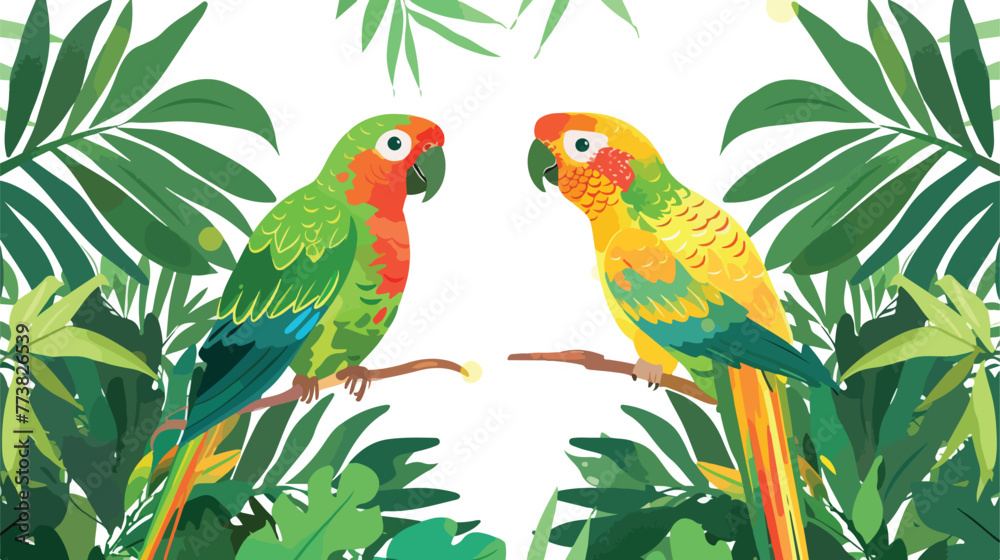 Vector illustration of a pair of parakeets