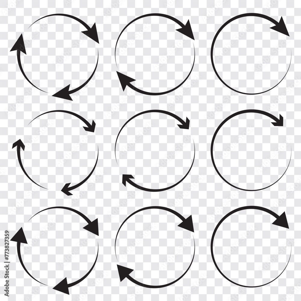 circle arrow icon set , loop icon. circular arrow icon, refresh, reload ...