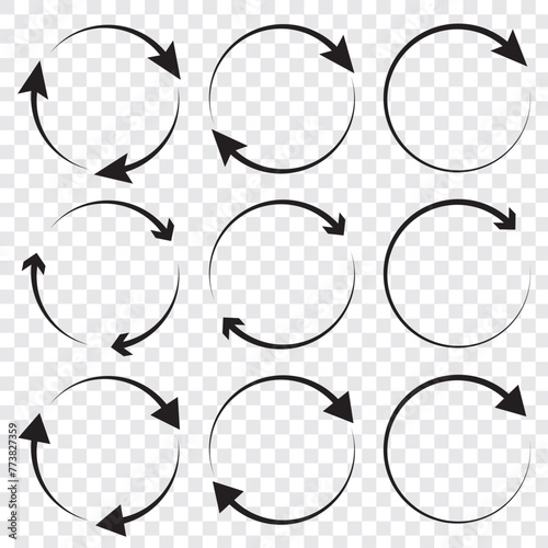 circle arrow icon set , loop icon. circular arrow icon, refresh, reload. Set of circle arrows rotating on white background. Vector illustration in eps 10. photo